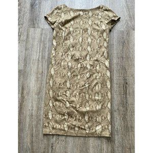 Ralph Lauren Womens Snake Print Cap Sleeve Stretch Dress Tan Sz XS